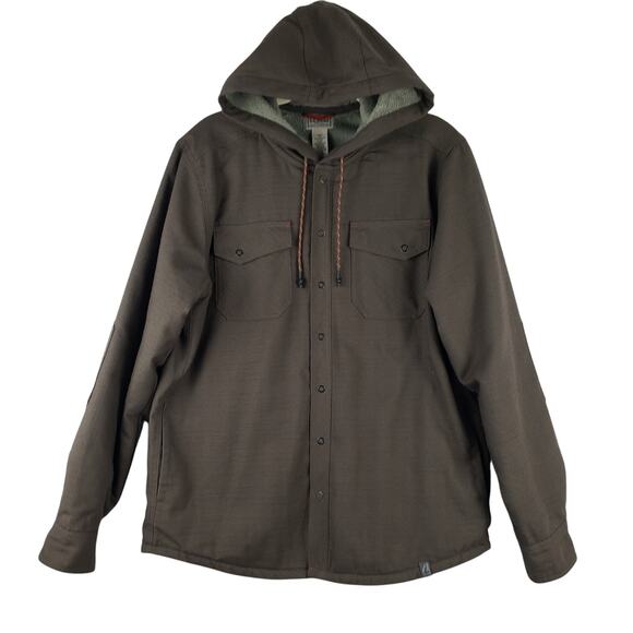 L.L. Bean Men's M Hooded Snap Up Shacket Brown Fleece Lined Utilitarian Gorpcore - Picture 1 of 10